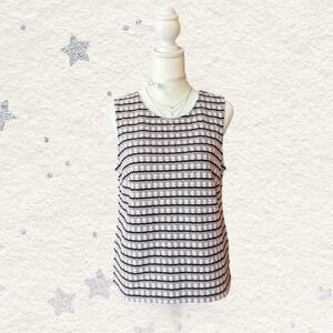 Banana Republic black white & pink tweed sleeveless top S